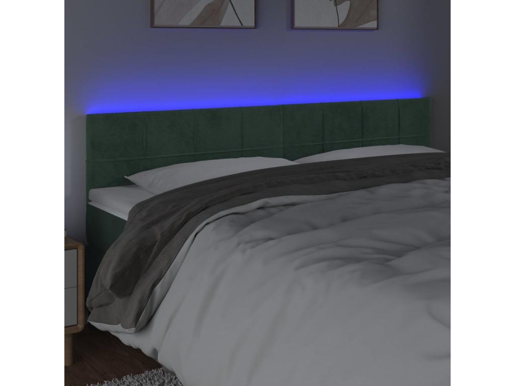 LED headboard Dark green 200x5x78/88 cm Velvet HDCW23315