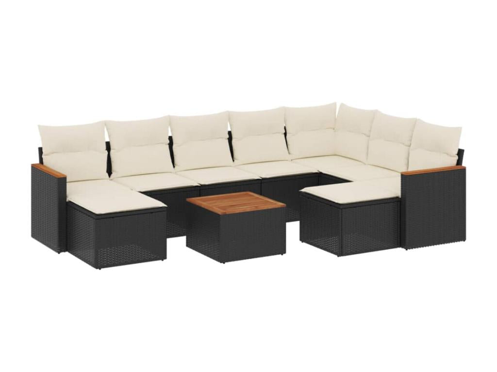 10-piece garden furniture set with cushions, Zensova woven resin DADU50545