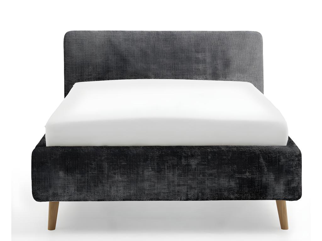 Upholstered adult bed 140x200cm with Zensova anthracite headboard and storage compartment SCQH08522