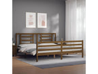 Bed frame with headboard, honey brown, 200x200 cm, solid wood XFIB84849