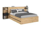 140x190 cm storage bed with bedside tables - Natural color and Zensova mattress - Zensova ATYX32379