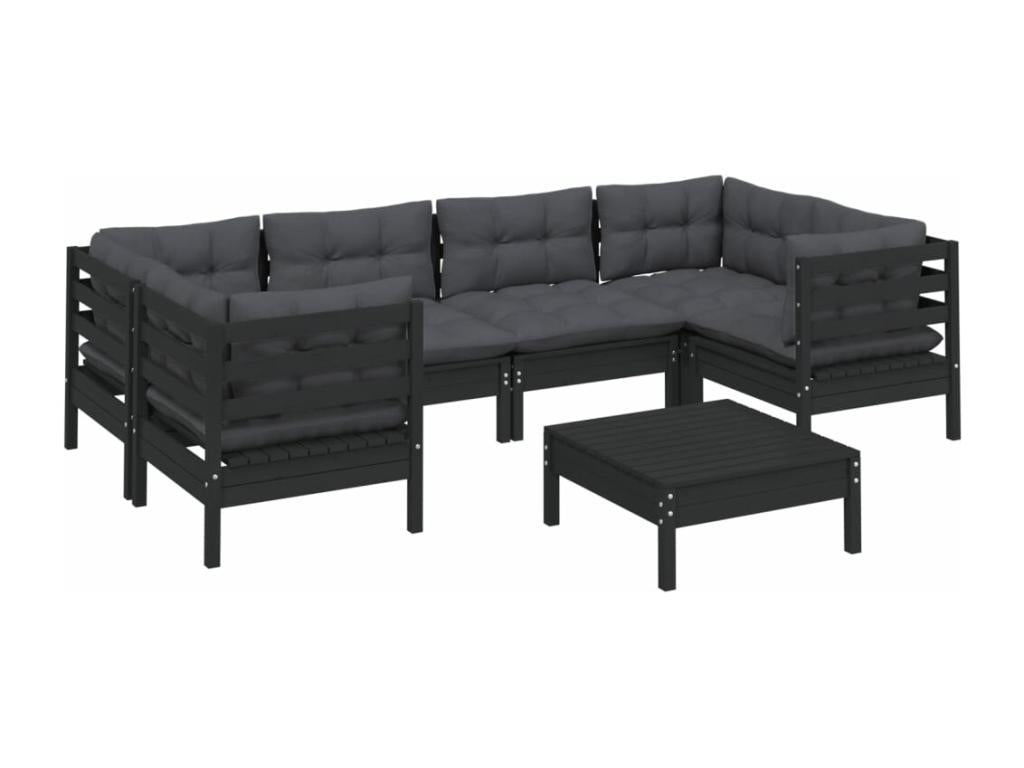 7-piece garden furniture set with cushions, Zensova pine wood TJYQ53807