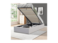 Grey Storage Bed 90x190cm with Legs, Quick Assembly, Easy-Clean PVC Upholstery ZVQW49189