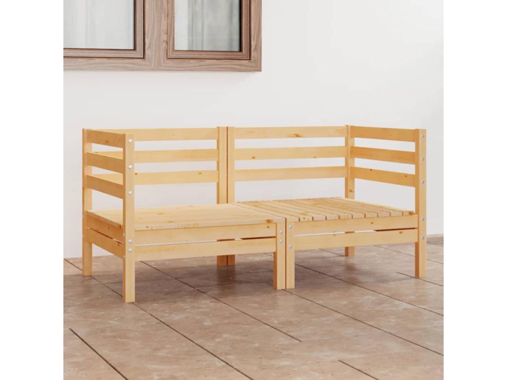 2-seater garden sofa, solid pine wood HLKL23638