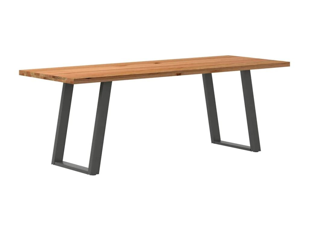 Light brown rectangular solid oak dining table NOZO81991