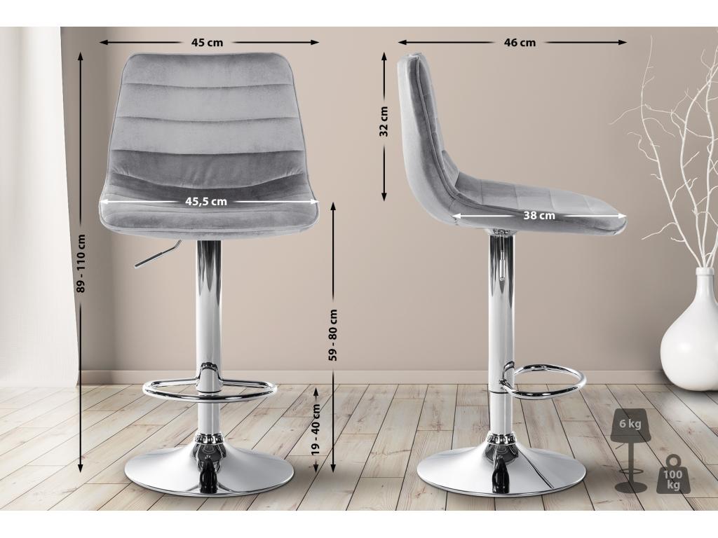 Bar stool - Velvet / Metal - Grey - Elariva JEKK38870