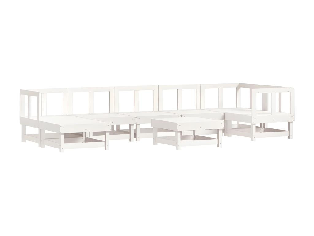 8-piece garden furniture set with cushions, white, solid wood EWJM55276