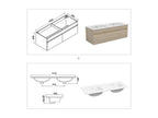 120cm double vanity unit with illuminated mirror column, 3 dimmable colours, Elariva oak XPLP36579