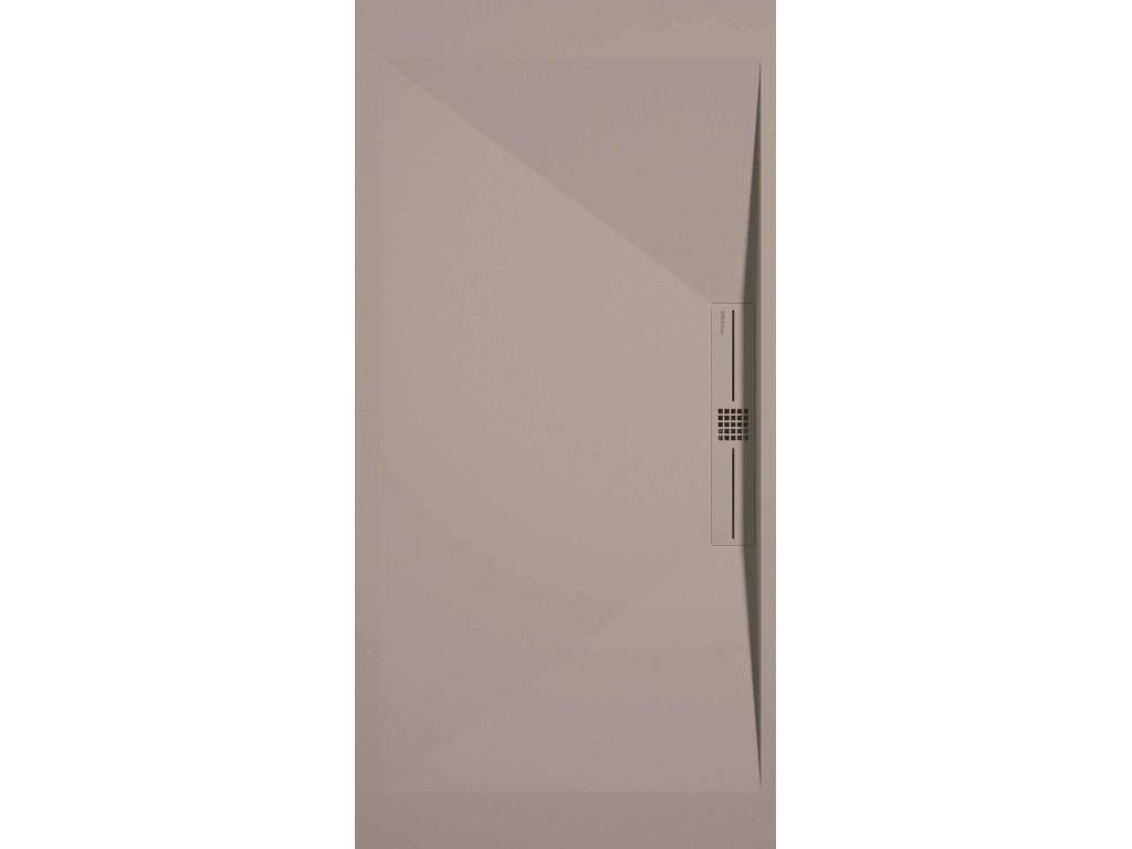Sand-colored shower tray with smooth finish and colored grate - 190x80 cm MRMF50797