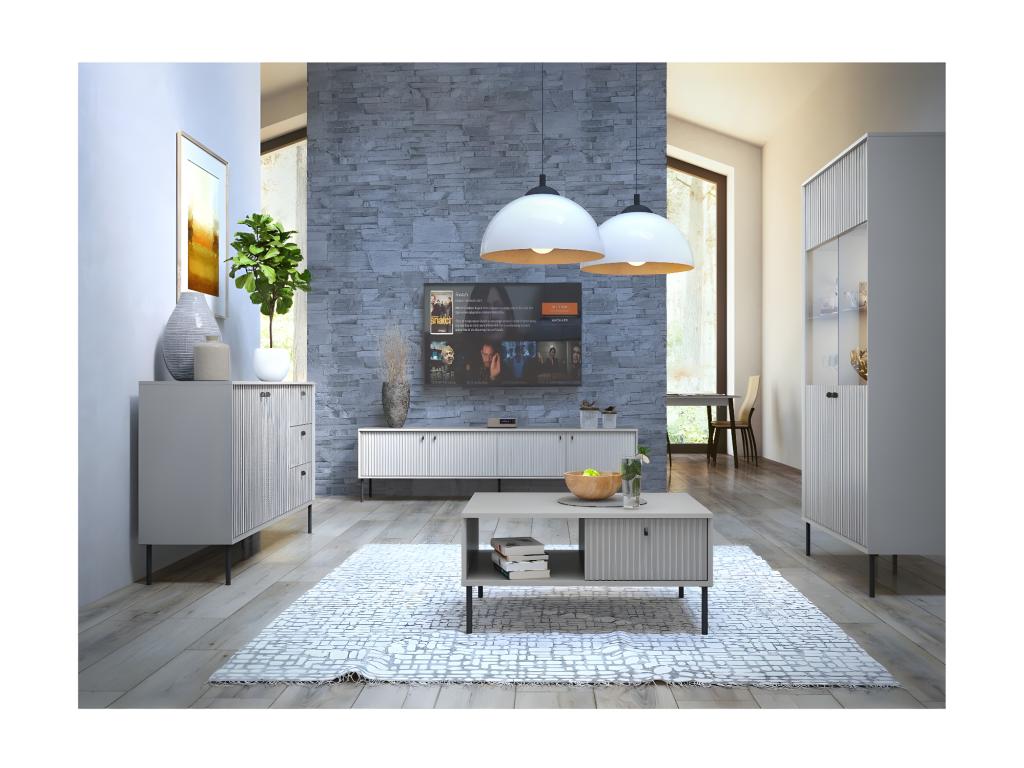 2-Door Display Cabinet - Zensova Collection, Grey FVOF97168