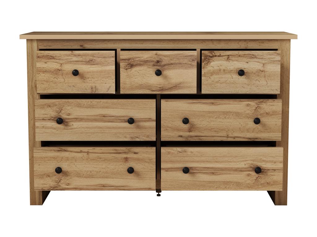 Sideboard with 7 drawers - particleboard - Natural BIBY58132