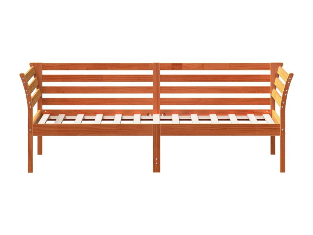 Daybed, brown wax finish, 75x190 cm, solid pine wood, QGAU92095