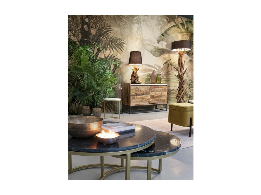 Elariva - Set of 2 round tables in black marble and steel PCUP65951