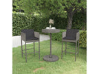 3-piece garden bar set and cushions, Grey woven resin DSHO37843