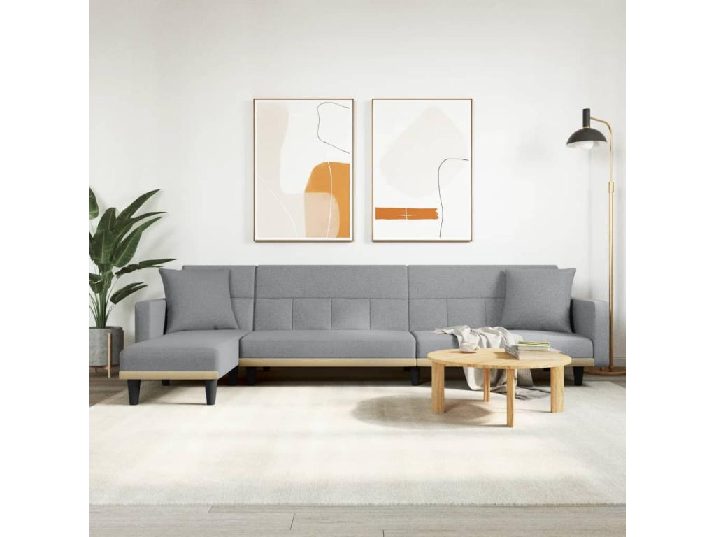 Light grey L-shaped sofa bed 275x140x70 cm Zensova QWIW71811