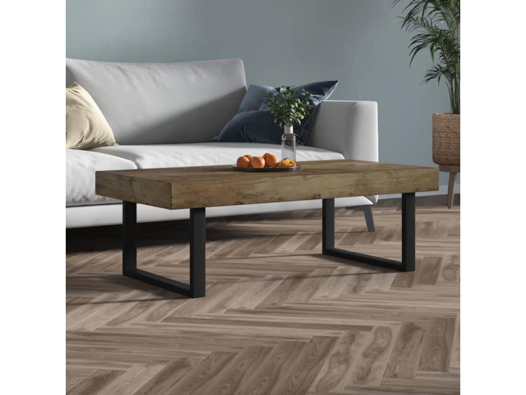 Coffee table, dark brown and black, 120x60x40 cm, MDF and iron, OZKZ00793