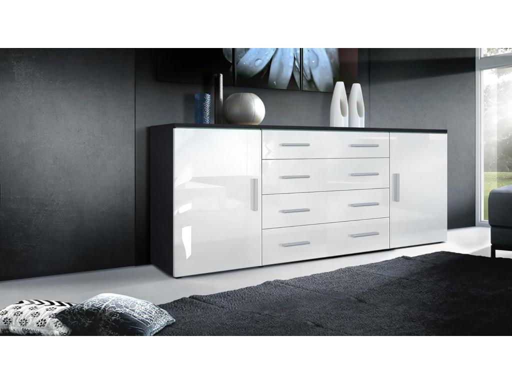 Zensova Modern White Buffet with Lacquered Fronts and Matte Structure IVUW56644