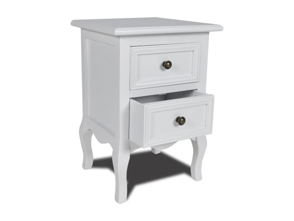 Bedside table with 2 drawers, MDF, White YLHQ18537