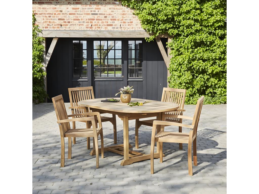 Extendable 4/6 seater solid teak garden furniture set XDRC23496