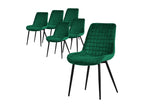 Set of 6 upholstered dining/kitchen chairs in dark green velvet QSDQ84791