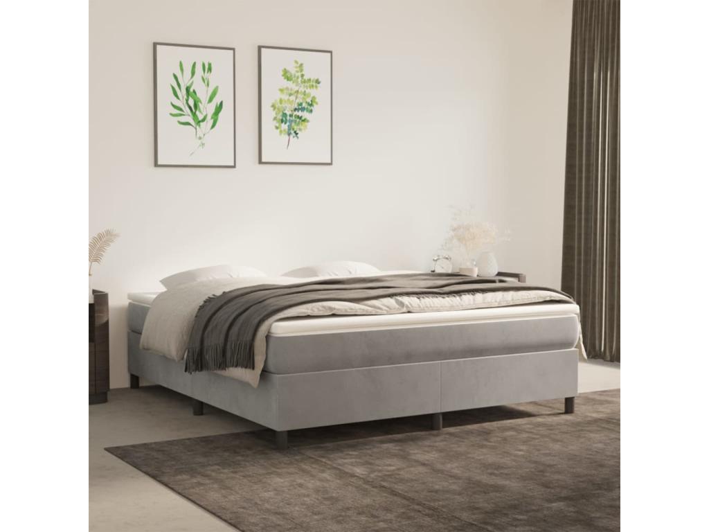 Light grey velvet bed frame (160x200 cm) without mattress ZPNP08390