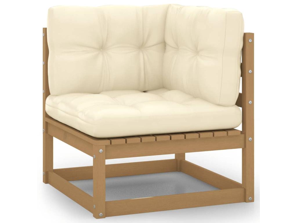 4-seater garden sofa with cushions, solid pine wood QPWD06004