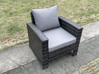 Rattan garden furniture set with gas fire pit table, armchair, loveseat, stool MPYI32893