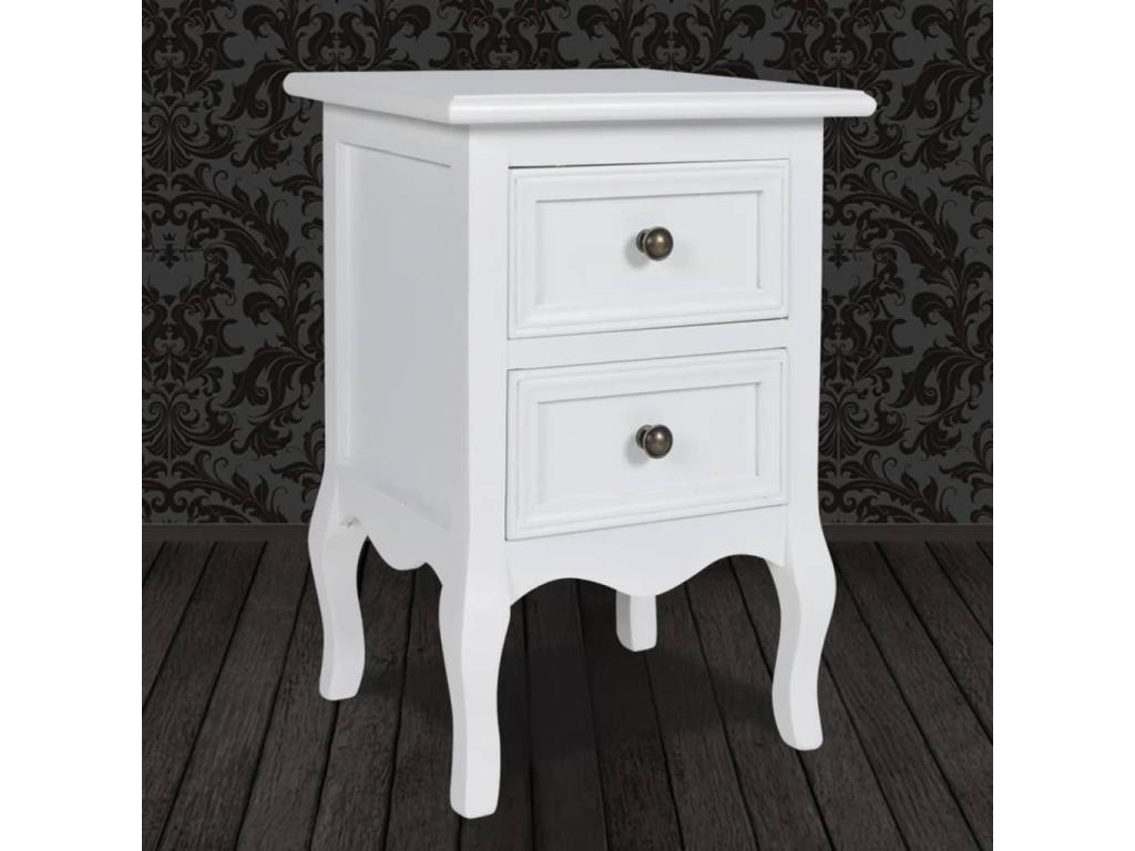 Bedside table with 2 drawers, MDF, White YLHQ18537