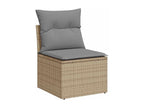 9-piece garden furniture set with cushions, beige woven resin QAMB29855