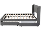 180x200cm bed with 2 drawers - upholstered in velvet - modern style - Grey HAMJ02321