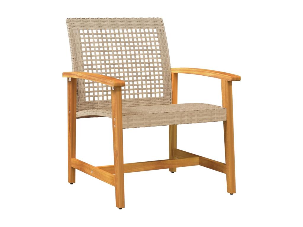 Elariva QQNC11887 Garden Chairs, Set of 2, Beige Wicker Resin