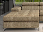 Left-hand corner sofa bed in mottled beige fabric with adjustable headrests, 280cm DKQF64634