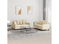 2-piece sofa set with cushions, cream fabric, WJIE19576