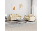 2-piece sofa set with cushions, cream fabric, WJIE19576