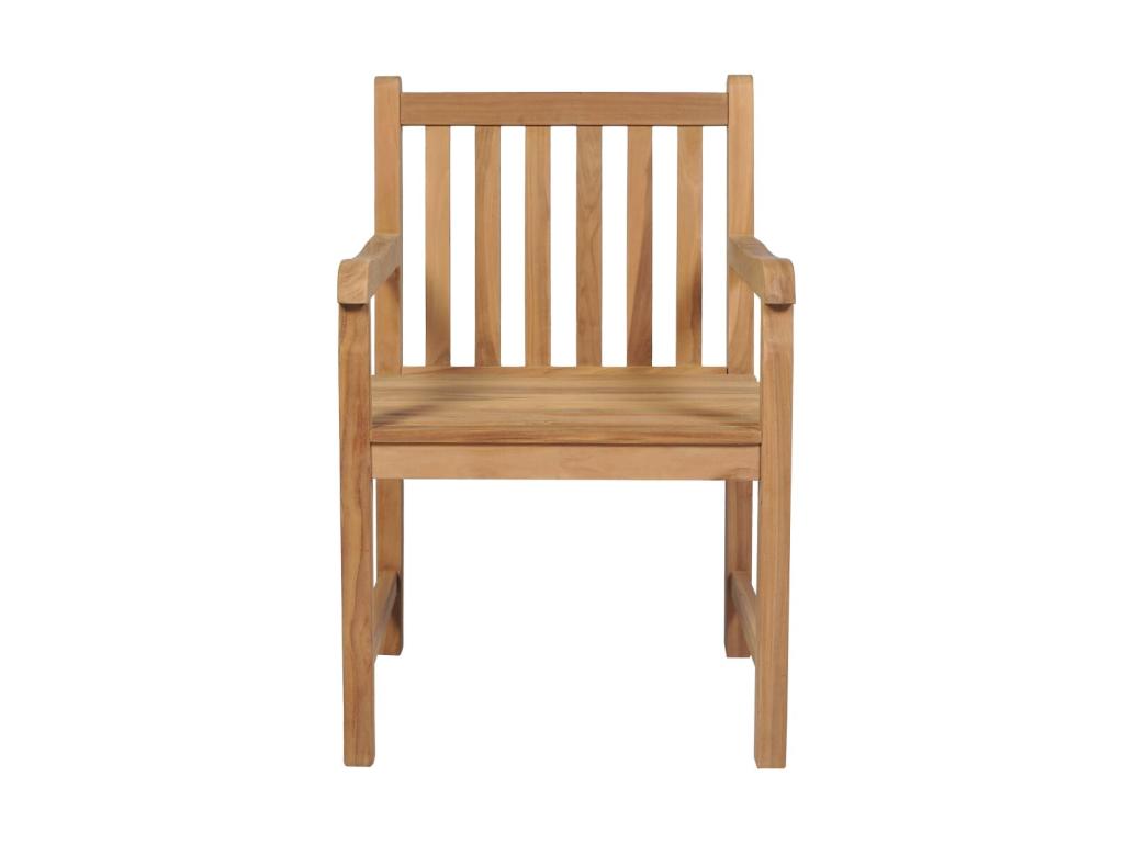 6-piece garden chairs with grey cushions, solid teak wood VTAF33755