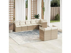 8-piece garden furniture set with cushions, beige woven resin WZCH49866