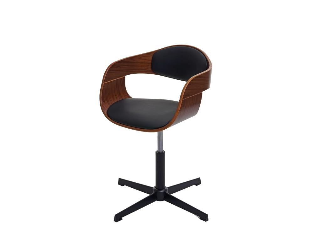 Elariva-H46 dining chair, walnut finish, black faux leather, KSFV79512