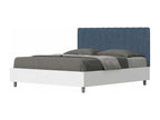 Bed without slatted base 160x190 white ash frame blue microfiber headboard Lumenao ASHG16517