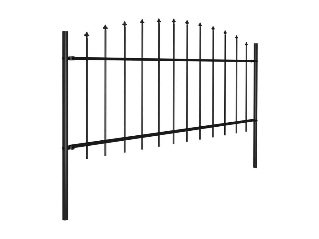 Garden fence with spear-shaped top, steel, 0.5-0.75 x 3.4 m, Zensova ZEAS71428
