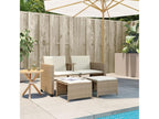 2-seater garden sofa with table and stools, beige rattan MZKM36686