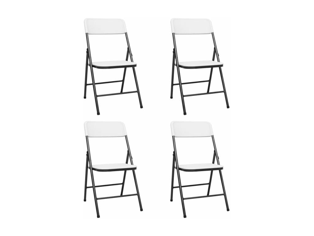 Folding garden chairs, set of 4, HDPE, White, NCGU35160