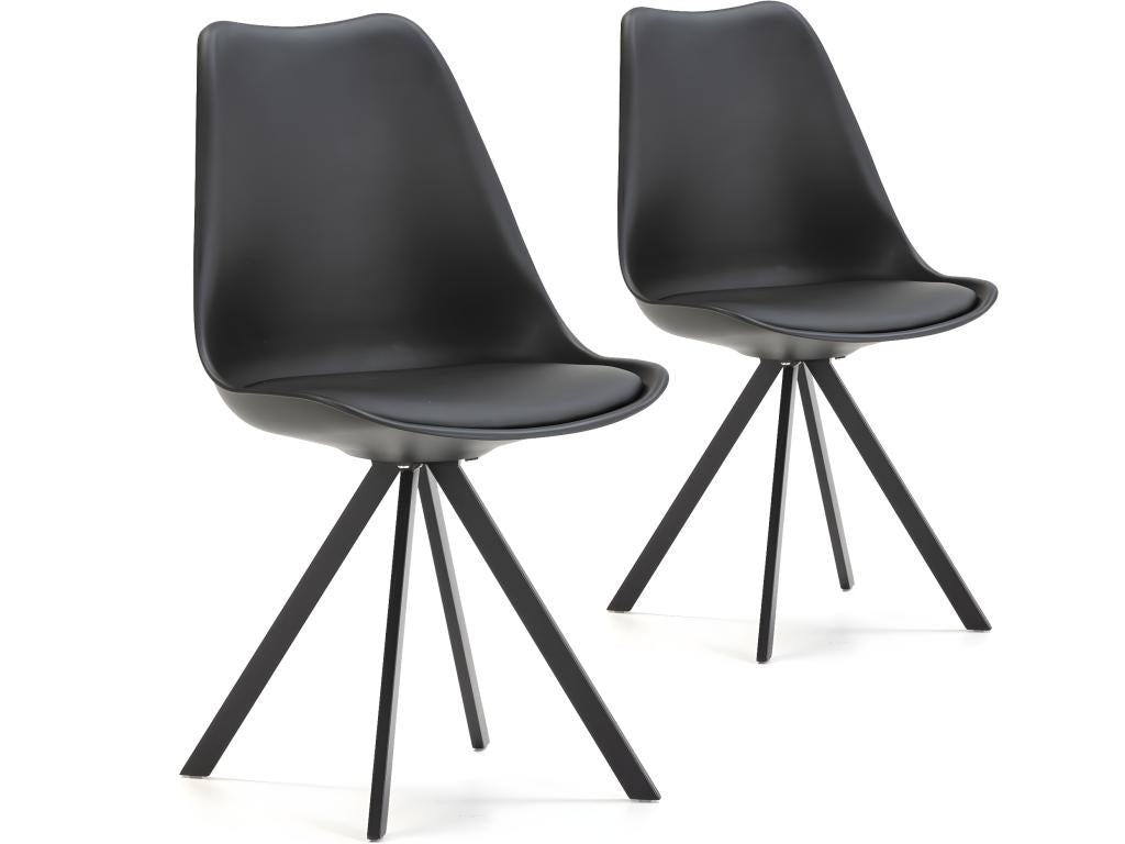 Set of 2 Nordic Style Dining Chairs, Black, 54 cm x 49 cm x 84 cm FJYS95056