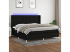 Bed base with mattress and LED lighting, Black, 200x200 cm, Fabric, WKQC11667