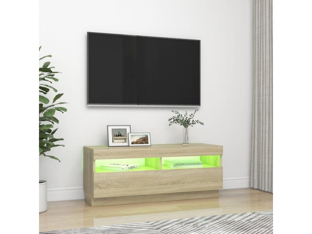 Zensova TV stand with LED lighting, oak finish, 100x35x40 cm, IMLI84827