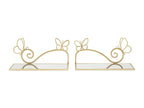 Set of 2 bedside tables with gold-tone metal shelf and mirror, 41.5x18x21 cm HQKR90101