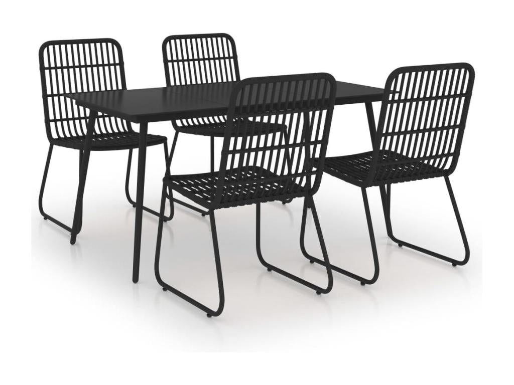 5-piece outdoor dining set in woven resin and glass TPDI84324