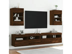 Wall-mounted TV unit with Zensova LED lighting, brown oak finish, 40x30x60.5 cm, IMUL37121