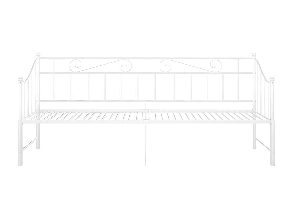 Extendable Sofa Bed Frame, White Metal, 90x200 cm, SFNX04711