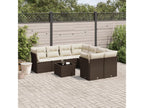 Garden furniture set with cushions, 9 pieces, brown woven resin XALK11197