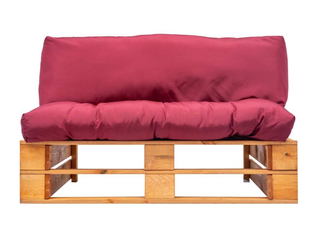 Pallet garden sofa with red cushions, pine color ZMZH47188